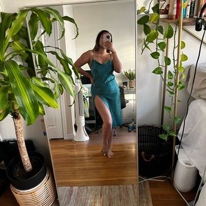 Green slip dress